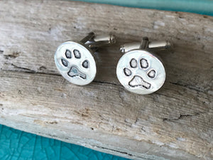 Sterling Silver Cufflinks with your unique pets paw print on the front